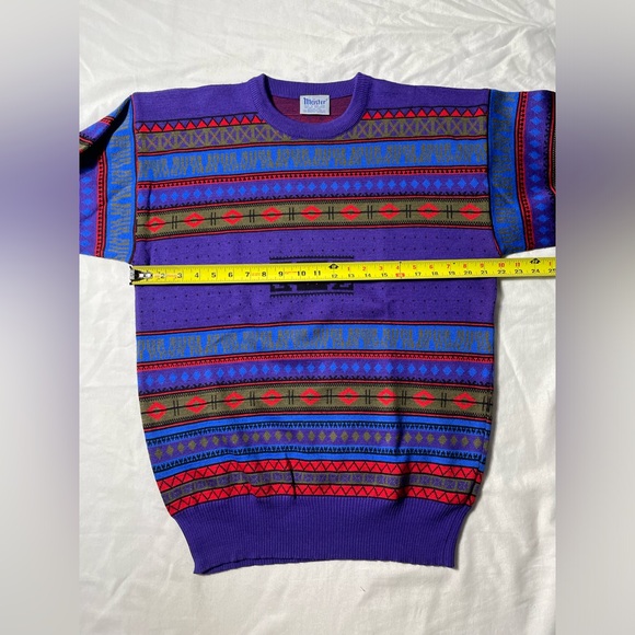 Vintage Meister hagemeister wool acrylic Mulitcolored abstract sweater size XL - Picture 4 of 7